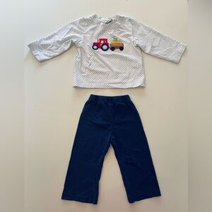 EUC Fall Tractor & Pumpkin Long Sleeve Set